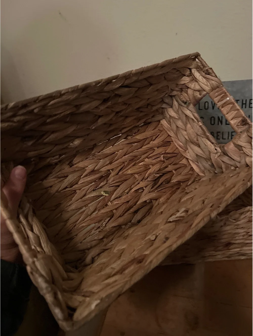 Handwoven Natural Water Hyacinth Storage Baskets Set of 2
